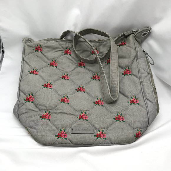 Vera Bradley Handbags - Vera Bradley Carson Hobo Crossbody in Denim Gray Shoulder Bag Purse Embroidered